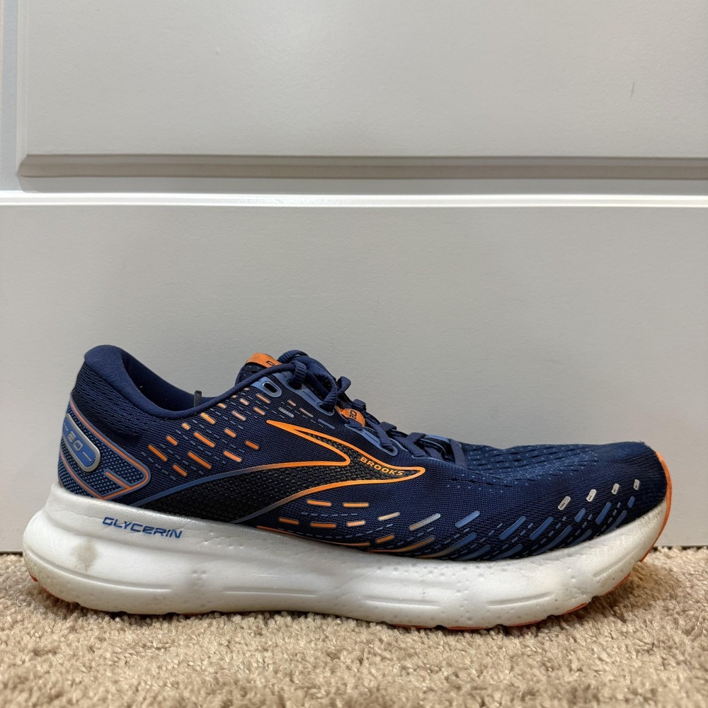 Brooks Glycerin 20 Running Shoes Mens Size 11.5 Blue Orange Cushioned Road
